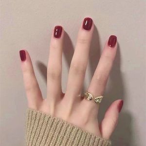 Wine red pure color press on nails fake nail false nail